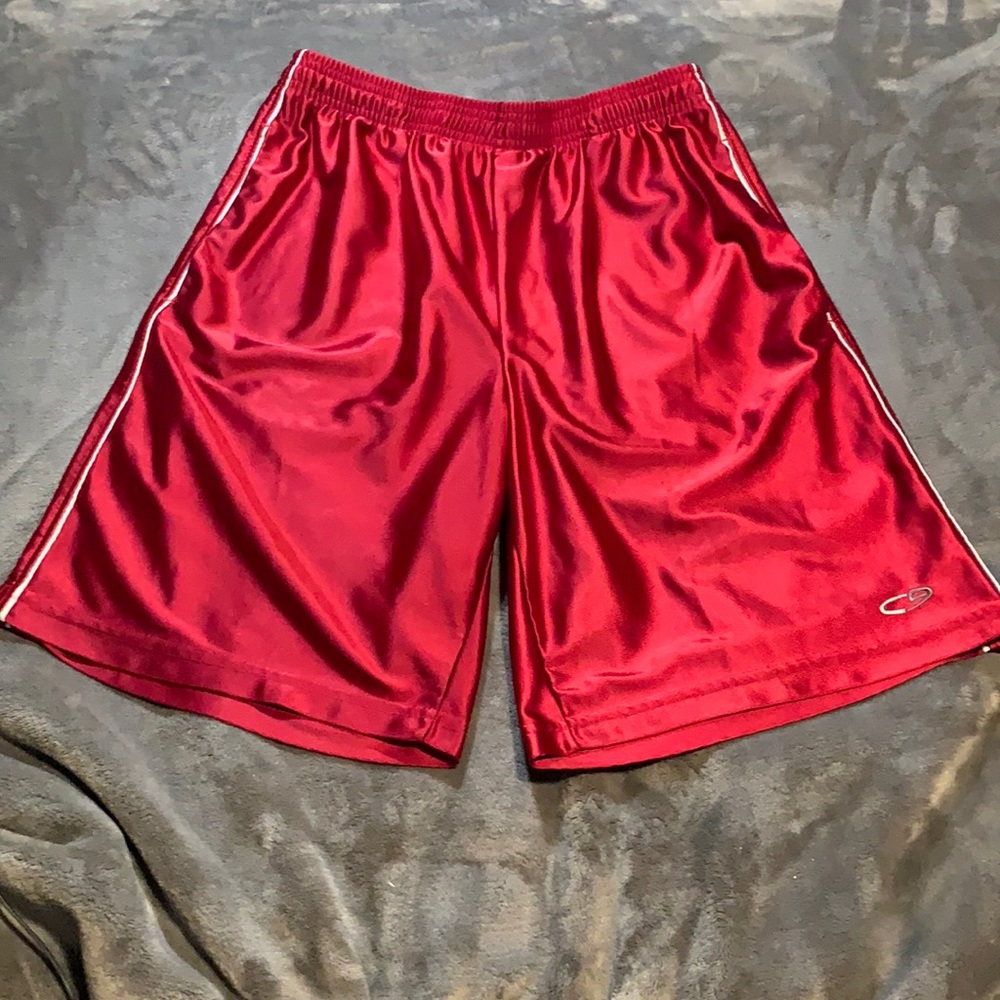 Red and White Champion Basketball Shorts
